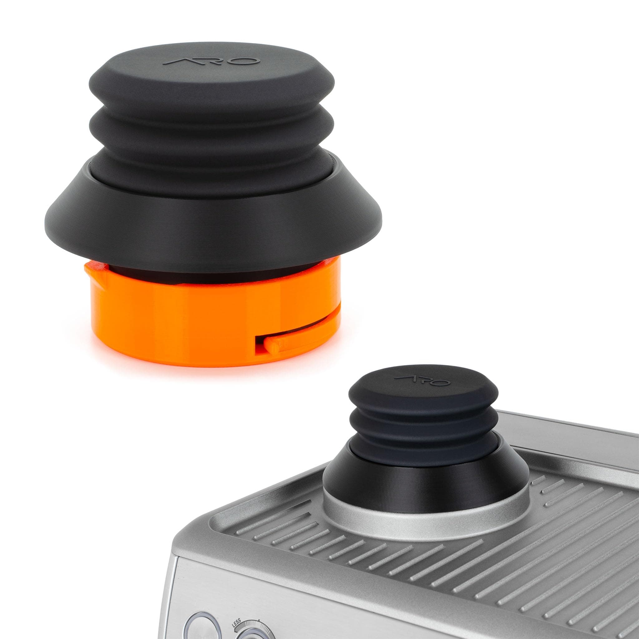 Single Dose Hopper with Silicone Bellows and Anti-Popcorn Weight | Compatible with Breville/Sage Barista Express, Pro, Touch, and Impress (Plastic, Black)