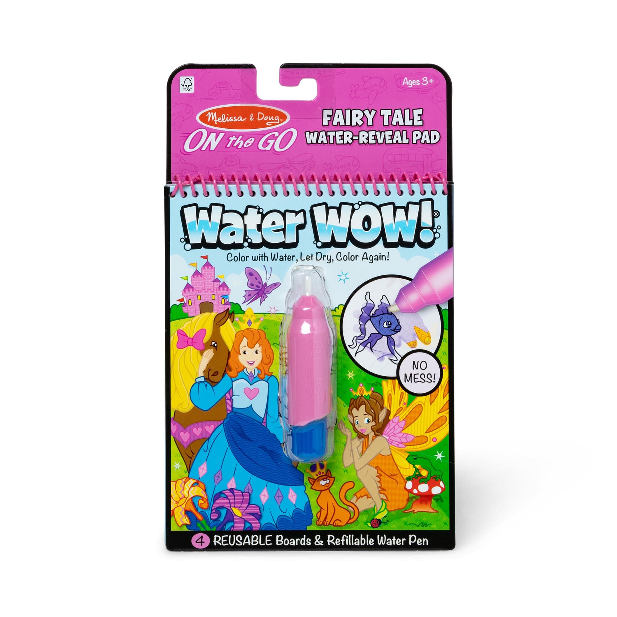 Melissa & Doug On The Go Water Wow! Mess Free Coloring Book, Reusable Water-Reveal Activity Pad, Fairy Tale, Travel Toys, Party Favors, for Toddlers & Kids Ages 3+ - FSC Certified