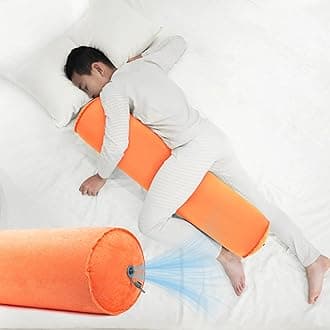 ONTYZZ Inflatable Short Body Pillow, Short Pillow for Bed, Oval Bolster Pillow for Good Sleeping and Back/Neck Support, 1pcs Orange