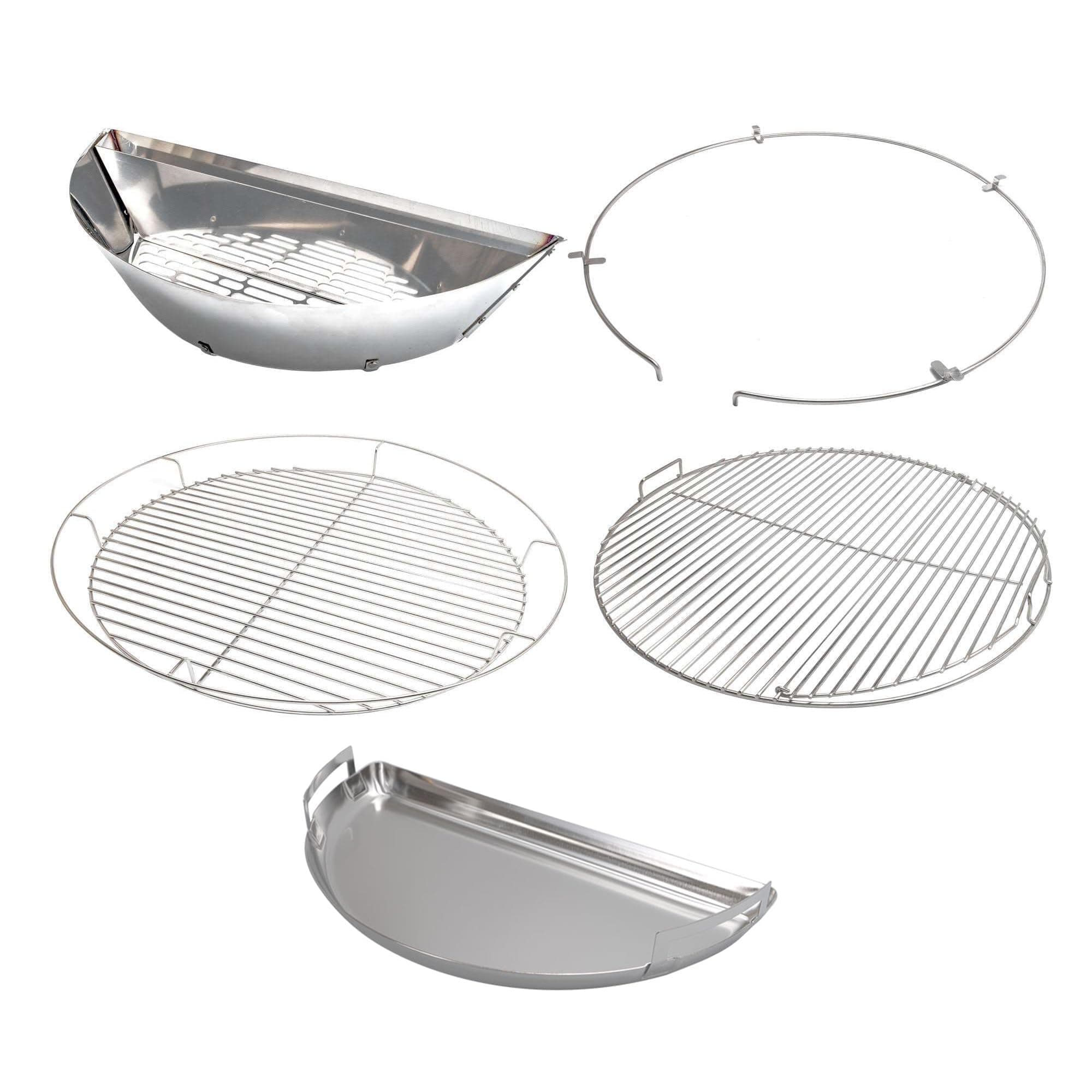 SnS Grills Slow ‘N Sear® 5-Piece Cooking System - Patented Charcoal Basket with Removeable Water Reservoir, EasySpin Grate, Drip Pan for Low ‘N Slow Smoking & Charcoal Grilling on Big Green Egg XL