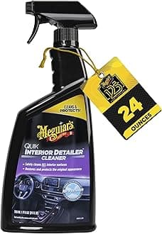 Meguiar's Quik Interior Detailer Cleaner, All-Purpose Car Detailer Spray + UV Protection for Plastics, Vinyl, Leather, Rubber, Metal, and Navigation Screens, 24 Oz Spray Bottle