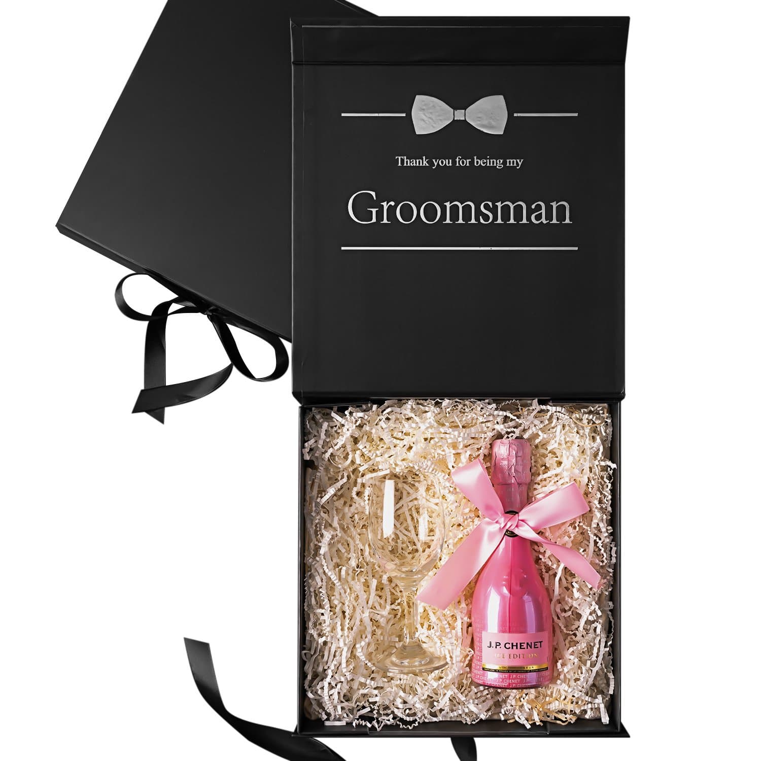 Crisky Groomsman Gift Box with Silver Foiled Text | Set of 5 Empty Boxes | Perfect for Will You Be My Groomsman Gift and Wedding Present