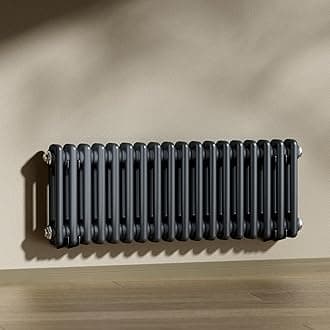 Heilmetz Anthracite Radiators Horizontal Double, 300x830mm Column Radiator Central Heating Radiator Traditional Cast Iron Style 2 Column Radiators