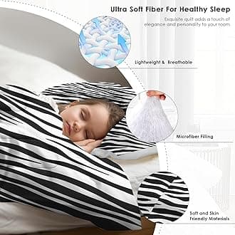 Pamnest Comforter Set Full Size, Zebra Stripe Animal Soft 3 Pcs Bedding for Kids and Adults, Tiger Black White Comforter Set with Pillowcase, for Bedroom Bed Decor