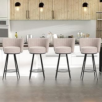 Bar Stools Set of 4, 27" Tufted Modern Counter Height Bar stools, Upholstered Barstools with Back & Footrest Metal Legs, Stools for Kitchen Island, Counter, Cafes, Dining Room(Beige)