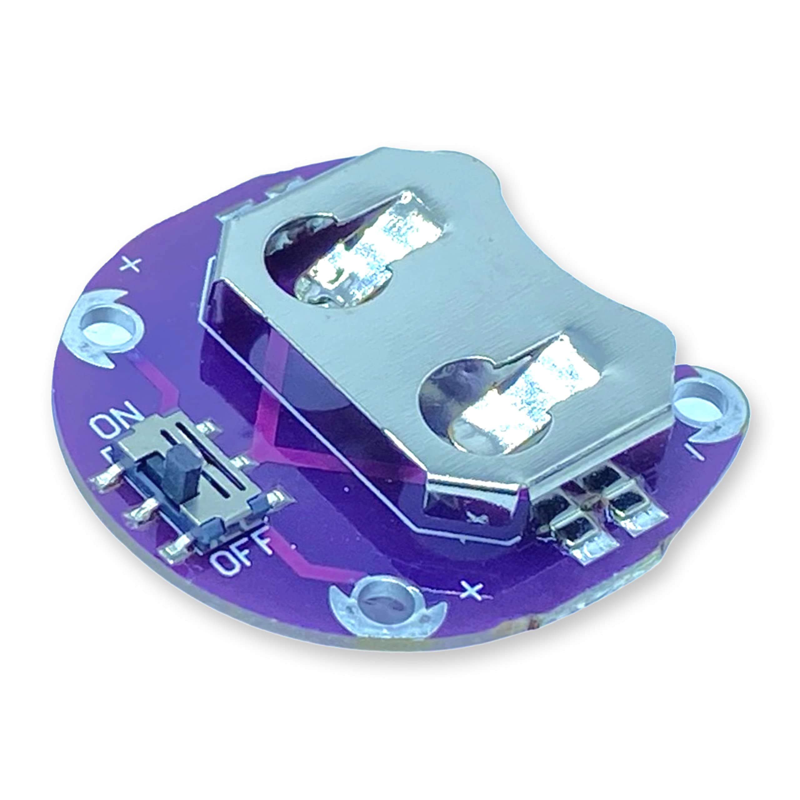 NGEN Lilypad Coin Cell Battery Holder Module for 20 mm Batteries CR2032 with On/Off Slide Switch for E-Textiles Wearables and Other Ultra-Portable Battery Powered Projects
