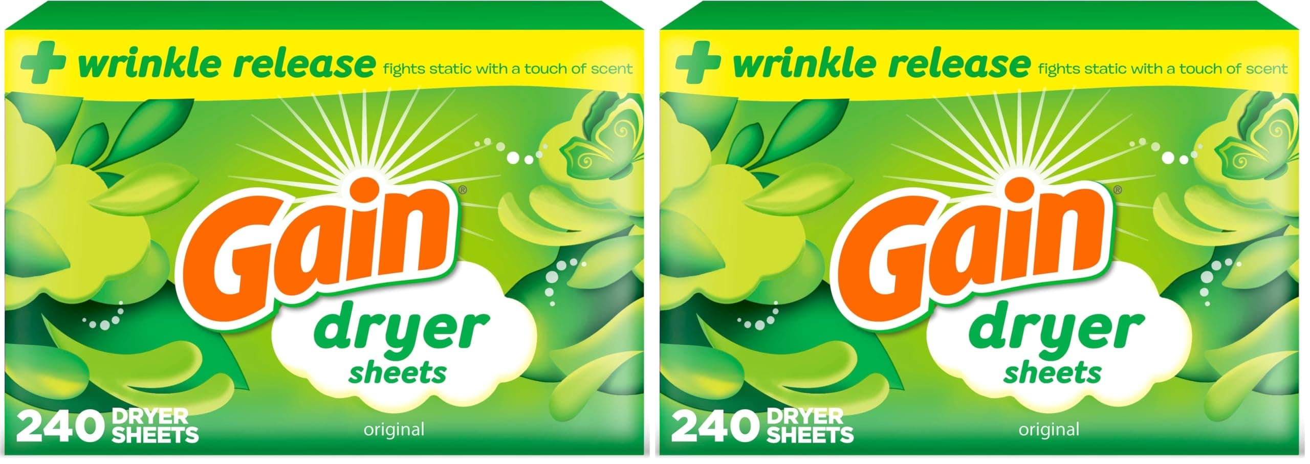 Dryer Sheets Fabric Softener, Original Scent | 240 Count | Pack of 2