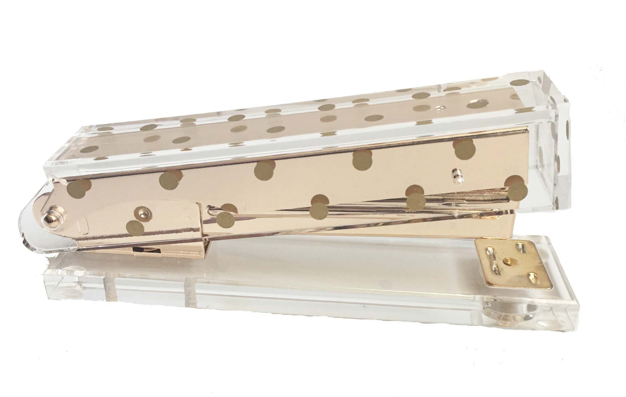 Acrylic Stapler | Gold Polka Dot - Chic, Modern Desk and Office Supplies (Stapler)
