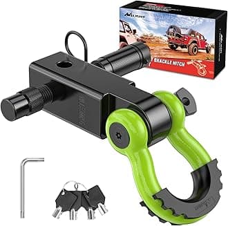 Nilight Anti-Theft Shackle Hitch Receiver 2Inch 45000 LBs Breaking Strength 3/4" Anti-Theft D Ring Shackle 5/8" Trailer Hitch Lock Pin Heavy Duty Solid Towing Kit for Trucks Off Road(Green&Black)
