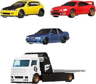 Hot Wheels Premium Collect Display Sets with 3 1:64 Scale Die-Cast Cars & 1 Team Transport Vehicle, Collectors’ Favorites, 2 Sets in the Assortment for Collectors of All Ages