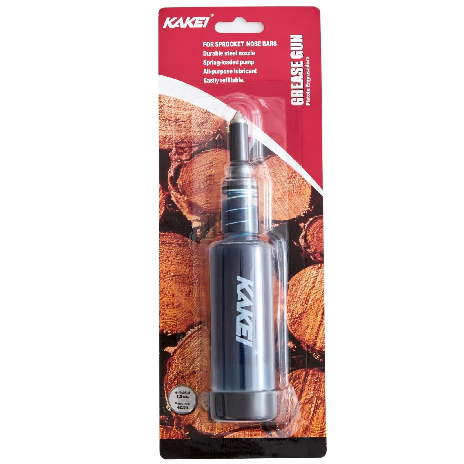KAKEI Chainsaw Bar Grease Gun 1.5 oz, All-Purpose Lubricant for Chainsaw Guide Bar Sproket Nose, Pre-Loaded, Universal Bar Oil, Chainsaw Accessory (CYP-B200 Grease)