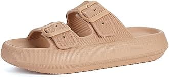 BRONAX Pillow Slippers for Women and Men | Adjustable Double Buckle Shower Slides | Cushioned Thick Sole Sandals