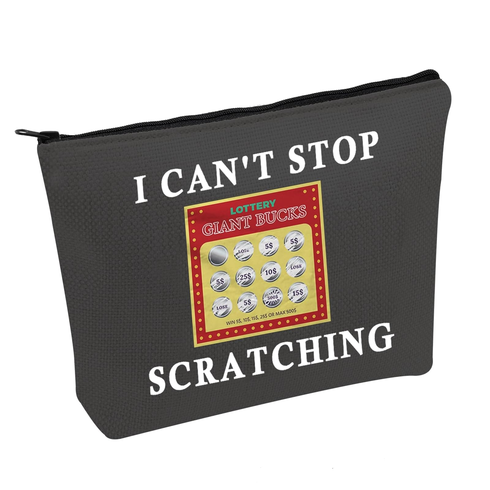 Funny Lottery Scratching Gift I Can't Stop Scratching Makeup Bag Casino Scratch Off Bag Scratch Ticket Gift For Casino Lover Lottery player (Lotto ticket black)