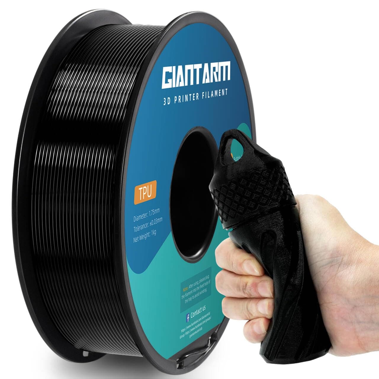GIANTARM TPU Filament 1.75mm Flexible Soft 3D Printer Consumables Black,95A 1...