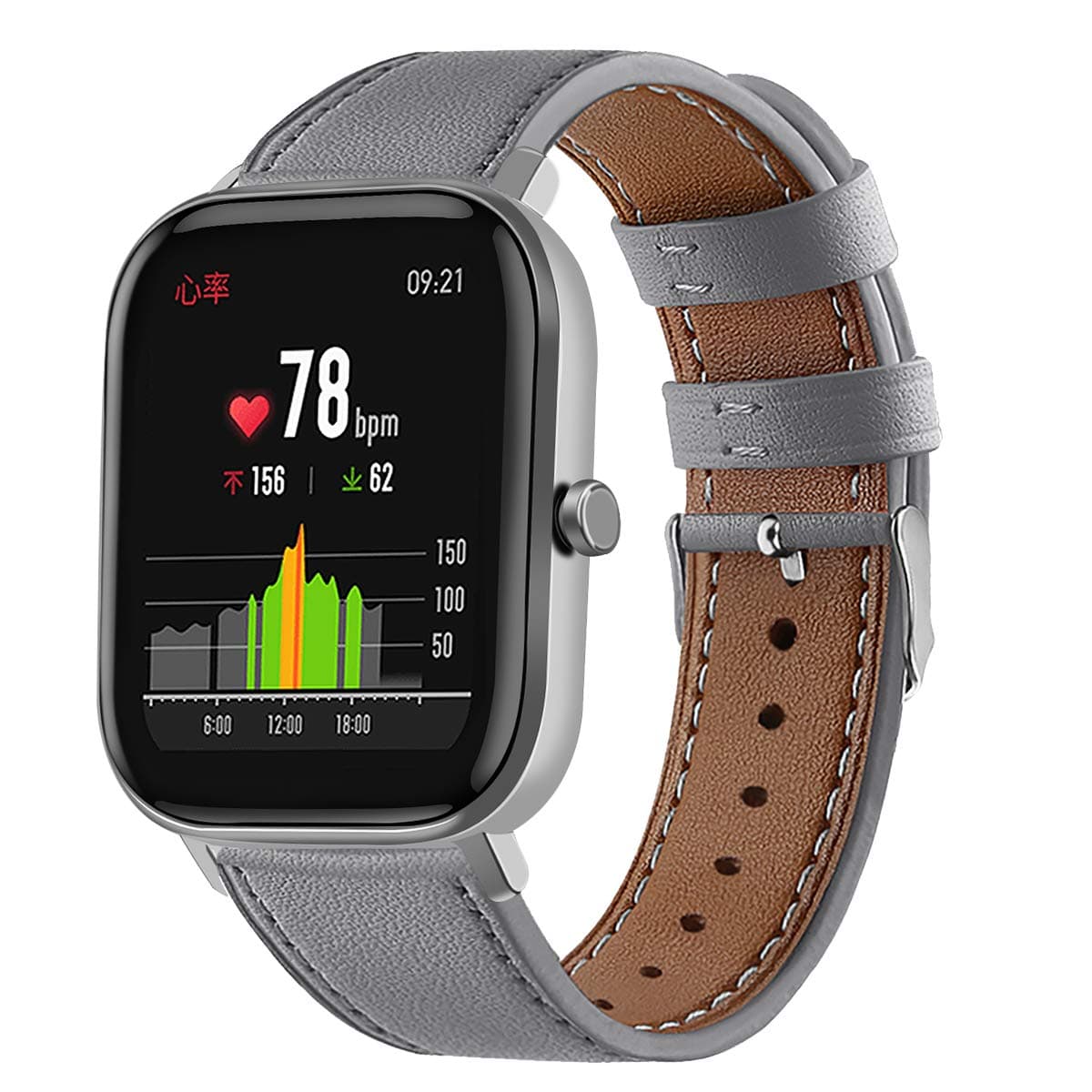 Leather WatchBand Compatible with Amazfit Active 2 Square/GTS 4 4mini 3 2 2e 2 mini &GTR 42mm & Bip 3/Bip 3 Pro/Bip U Pro/Bip/Bip Lite/Bip S/Bip S lite Smart Watch Genuine Leather Replacement 20MM Sport Wrist Strap Bracelet with Stainless Metal Buckle