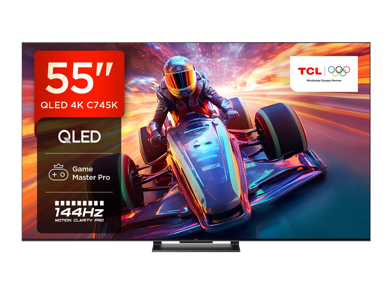 TCL 55C745K 55-inch QLED Television 144Hz Full Array Local Dimming 4K UHD Smart TV Google TV Dolby Vision & Atmos Motion clarity Hands-Free Voice Google assistant & Alexa with AMD FreeSync Premium Pro