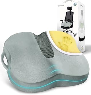 Ergonomic Seat Cushion, Premium Memory Foam Chair Pad with Anti-Slip Base for Long Hours Sitting Comfort, Hip Support Pillow for Office Chair, Car Seat, Gaming Chair (Grey)