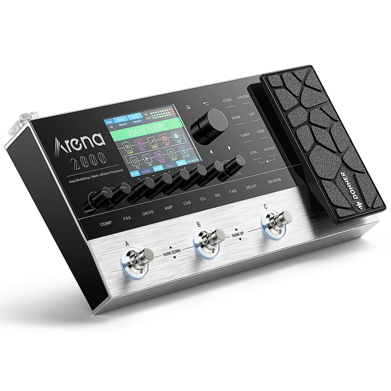 Multi Effects Pedal, Arena2000 Guitar Pedals with 278 Effects, 100 IRs, Looper, Drum Machine, Amp Modeling, Support XLR, MIDI IN