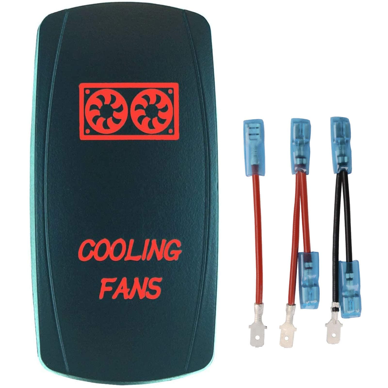 QUNQI STAR 5 pin Laser Backlit Rocker Switch Rock Lights 20A 12V On/Off LED Light Toggle Switch with Jumper Wires Set(Cooling Fans,Red)