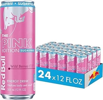 Pink Edition Sugar-Free Energy Drink, Wild Berries, with 114 mg Caffeine plus Taurine & B Vitamins, 12 Fl Oz, Pack of 24 Cans