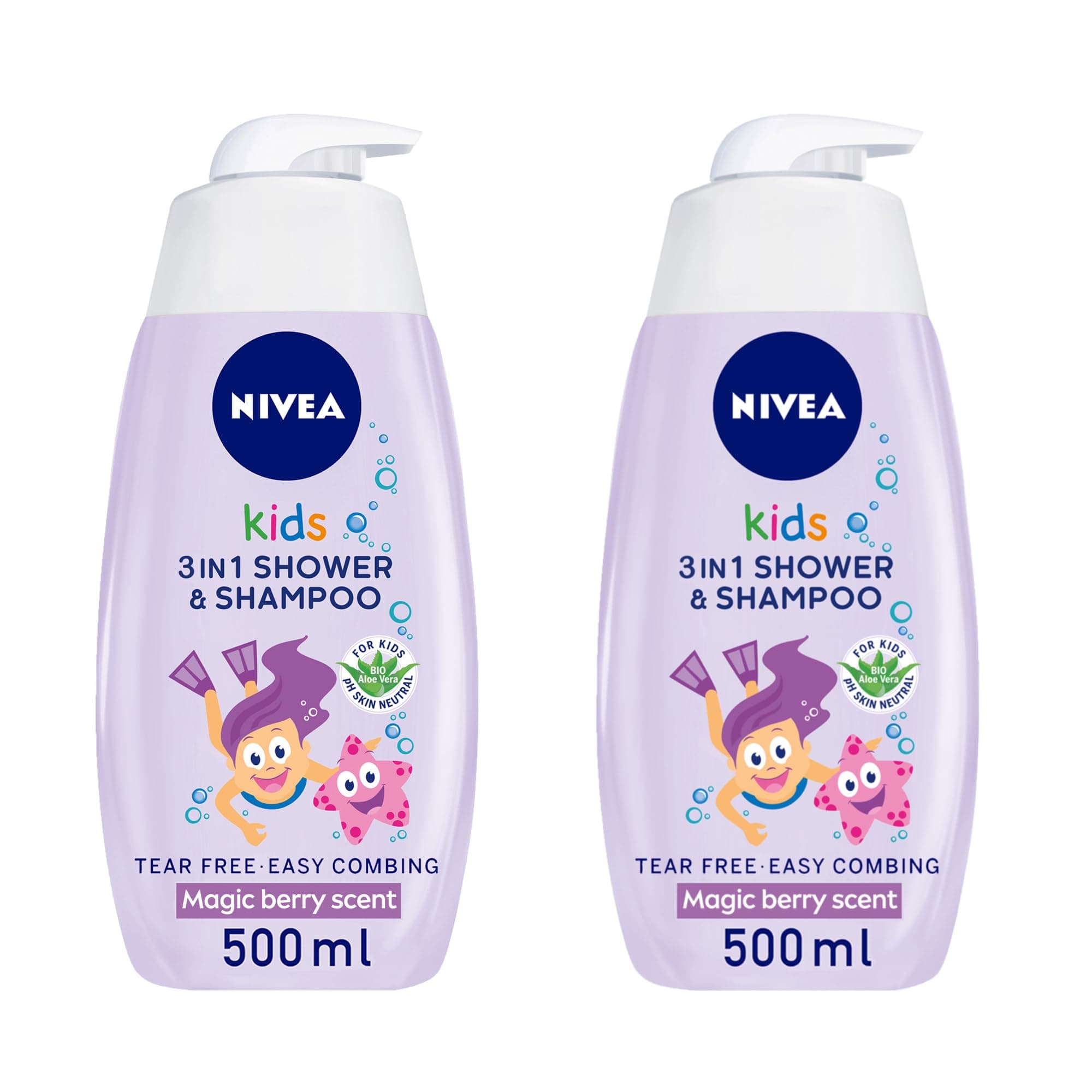 Kids 3 in1 Shower & Shampoo Bath, magic Berry Scent, 500ml pack of 1