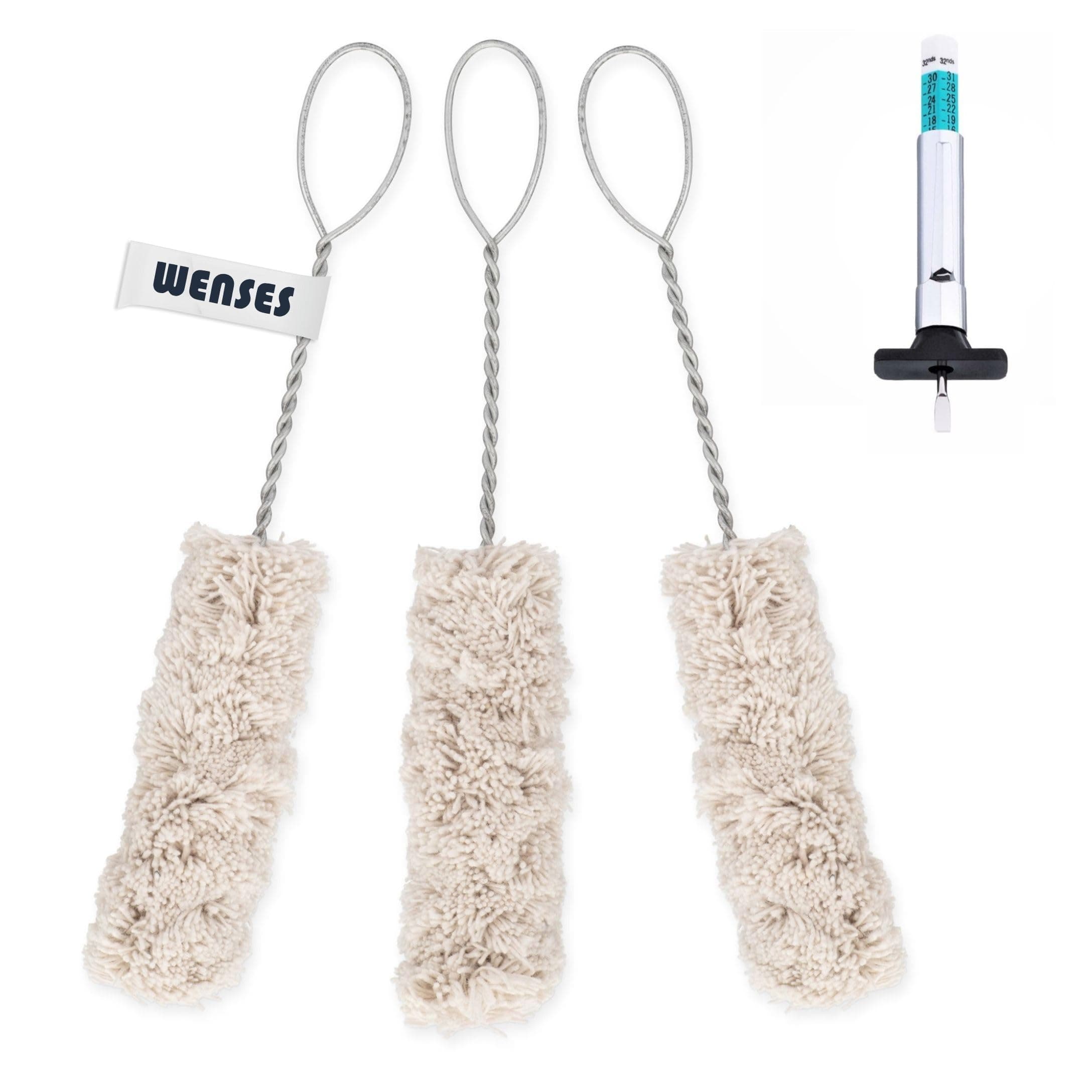 11.5" Tire Lube Swab Applicator Brush (3-Pack) Complete with Tire Depth Gauge