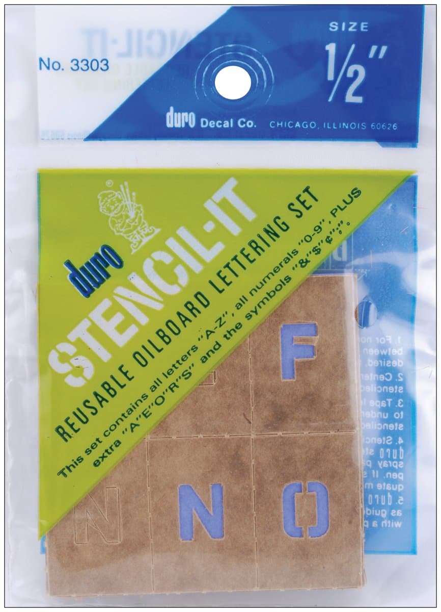 Duroby Graphic Products Stencil-It Oil Board Stencil Set, 1/2" (3303), Tan