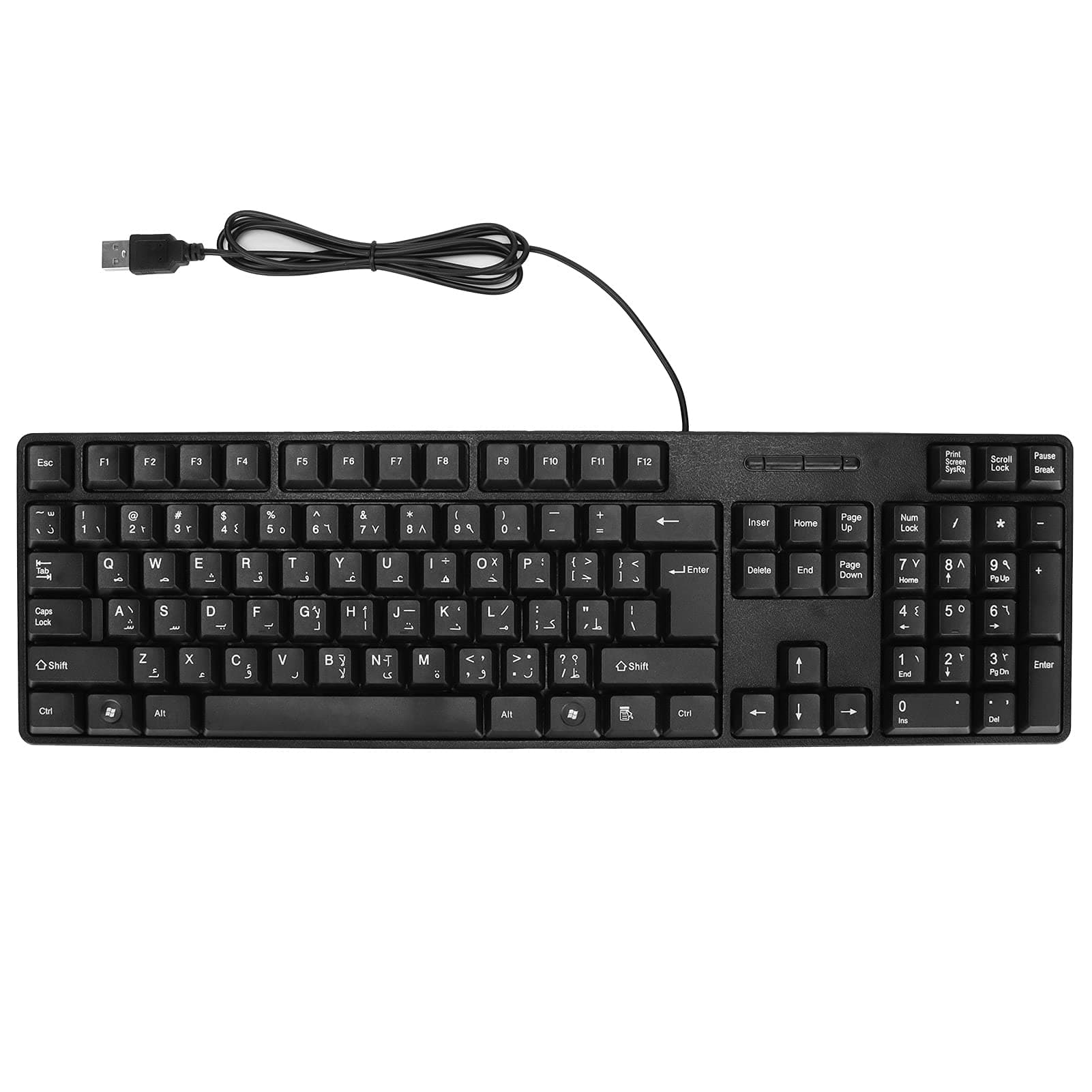 Cuifati Arabic Keyboard - Wired Universal Bilingual Office Keyboard with Ergonomic Design for PC & Laptops