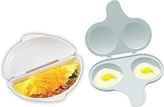 Easy Breakfast Set - Omelet Pan and 2 Cavity Egg Poacher (Microwaveable)