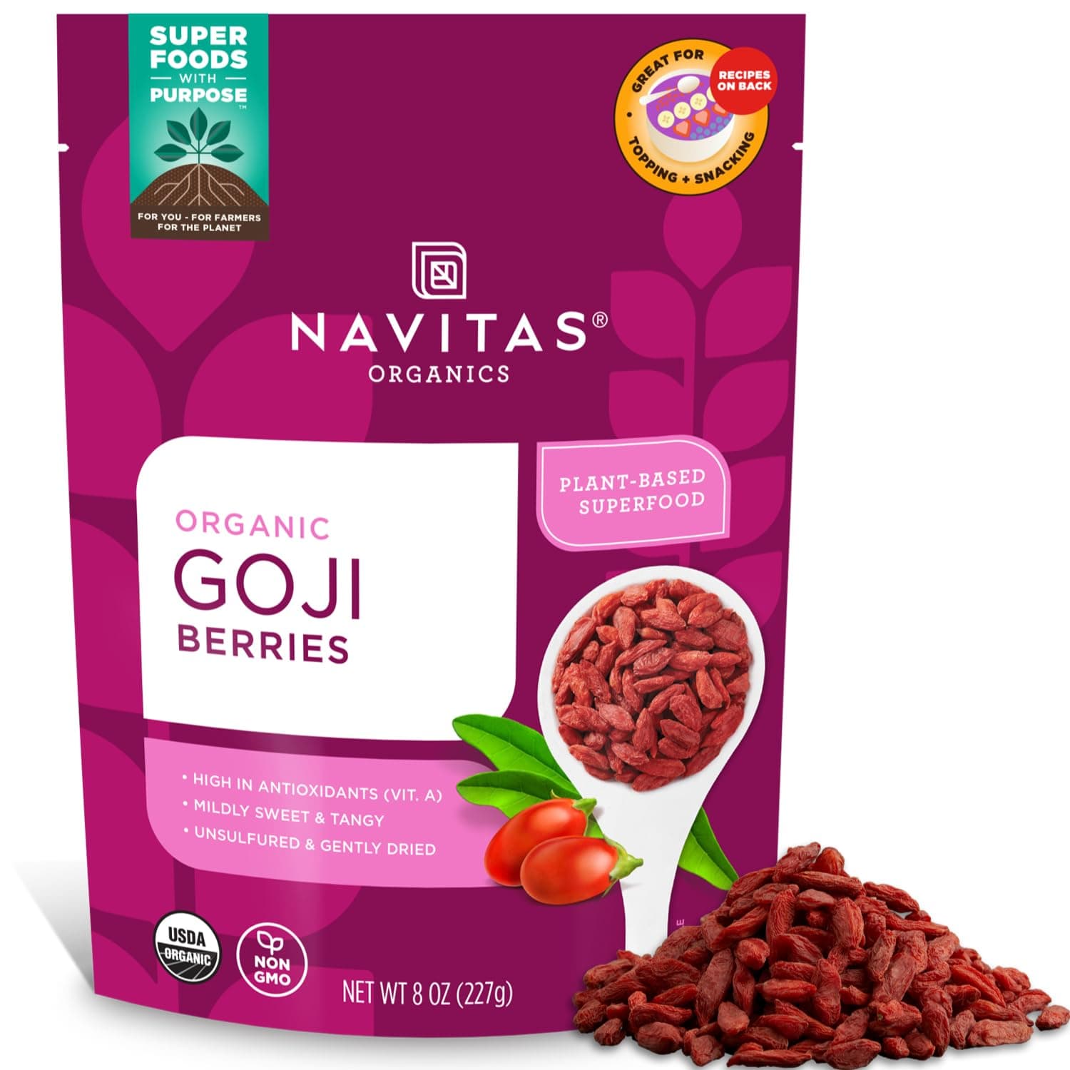 Navitas Organics Goji Berries, 8 Ounce Pouch