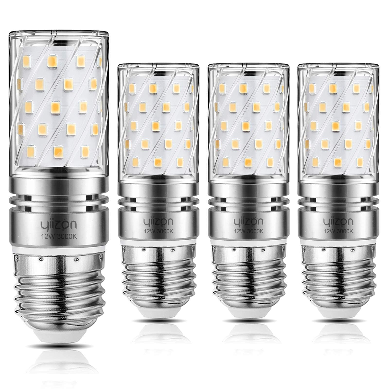 Yiizon E27 LED Corn Bulbs 12W, Candelabra LED Light Bulbs, 3000K Warm White, 1200LM, 100W Incandescent Equivalent, Edison Screw LED Light Bulbs Non-dimmable,4-Pack (Warm White E27) [Energy Class A+]