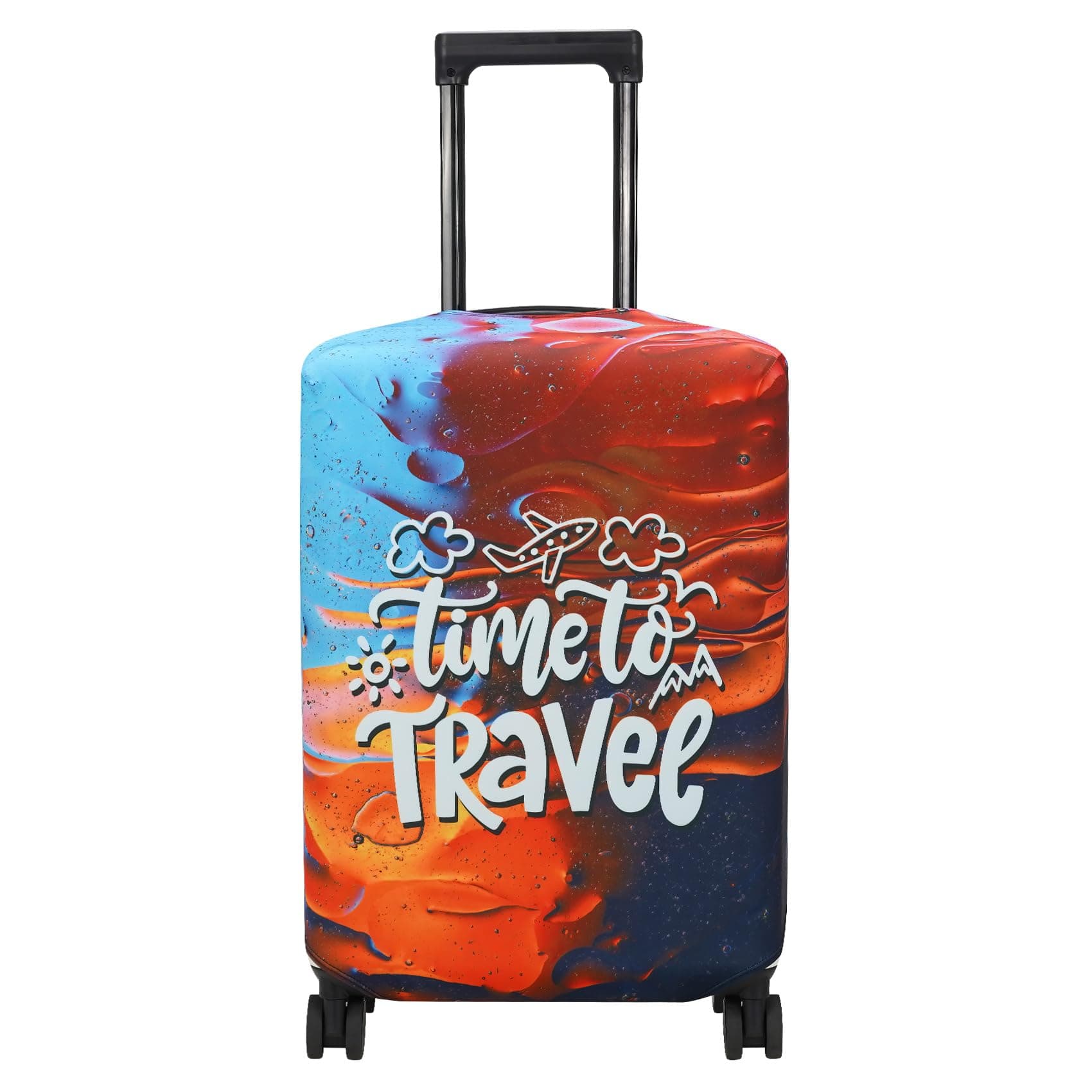 Explore Land Luggage Cover Suitcase Protector Fits 27-30 Inch Case (Time to Travel, L)