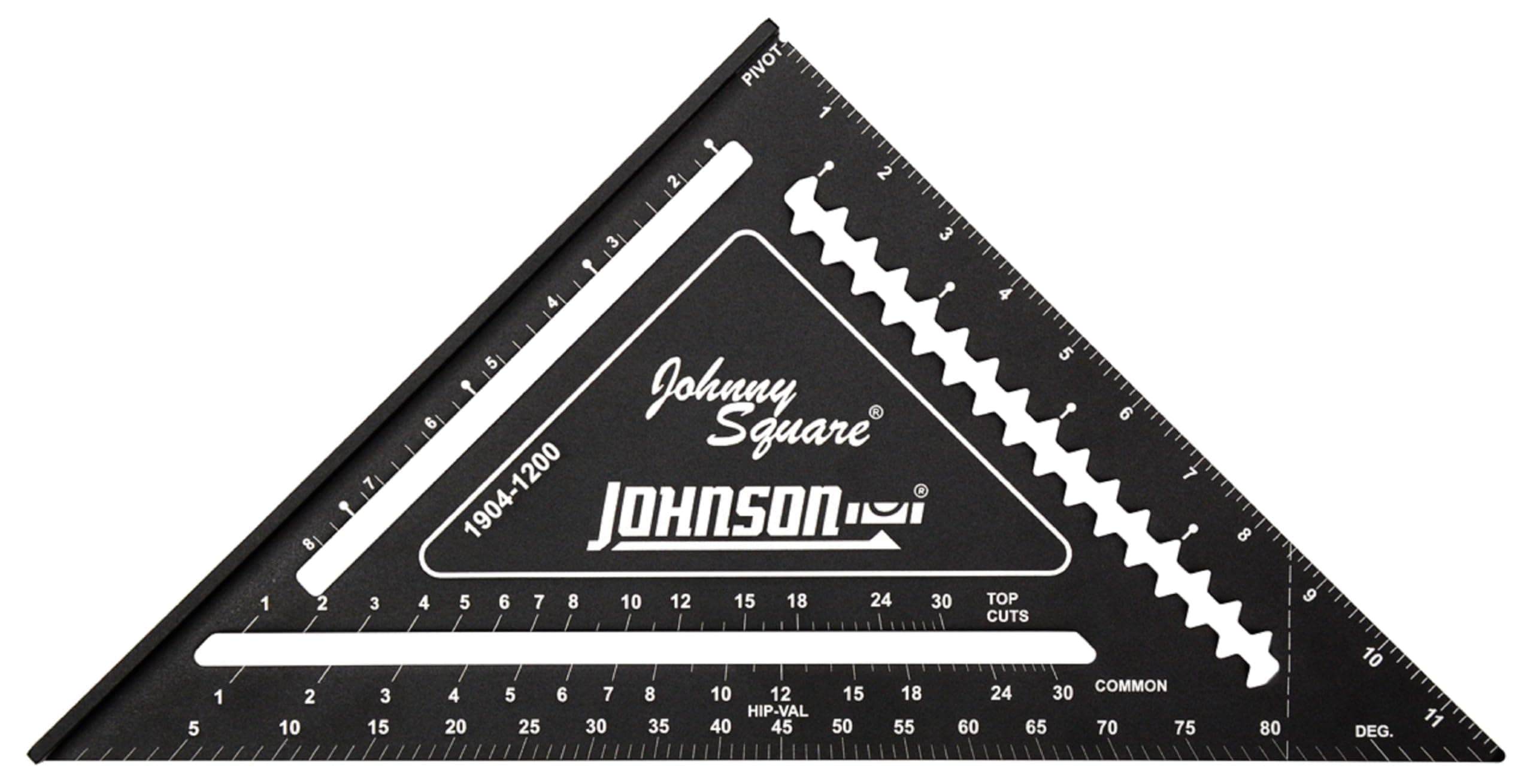 Level & Tool 1904-1200 Johnny Square Professional Easy-Read Aluminum Rafter Square, 12", Black, 1 Square
