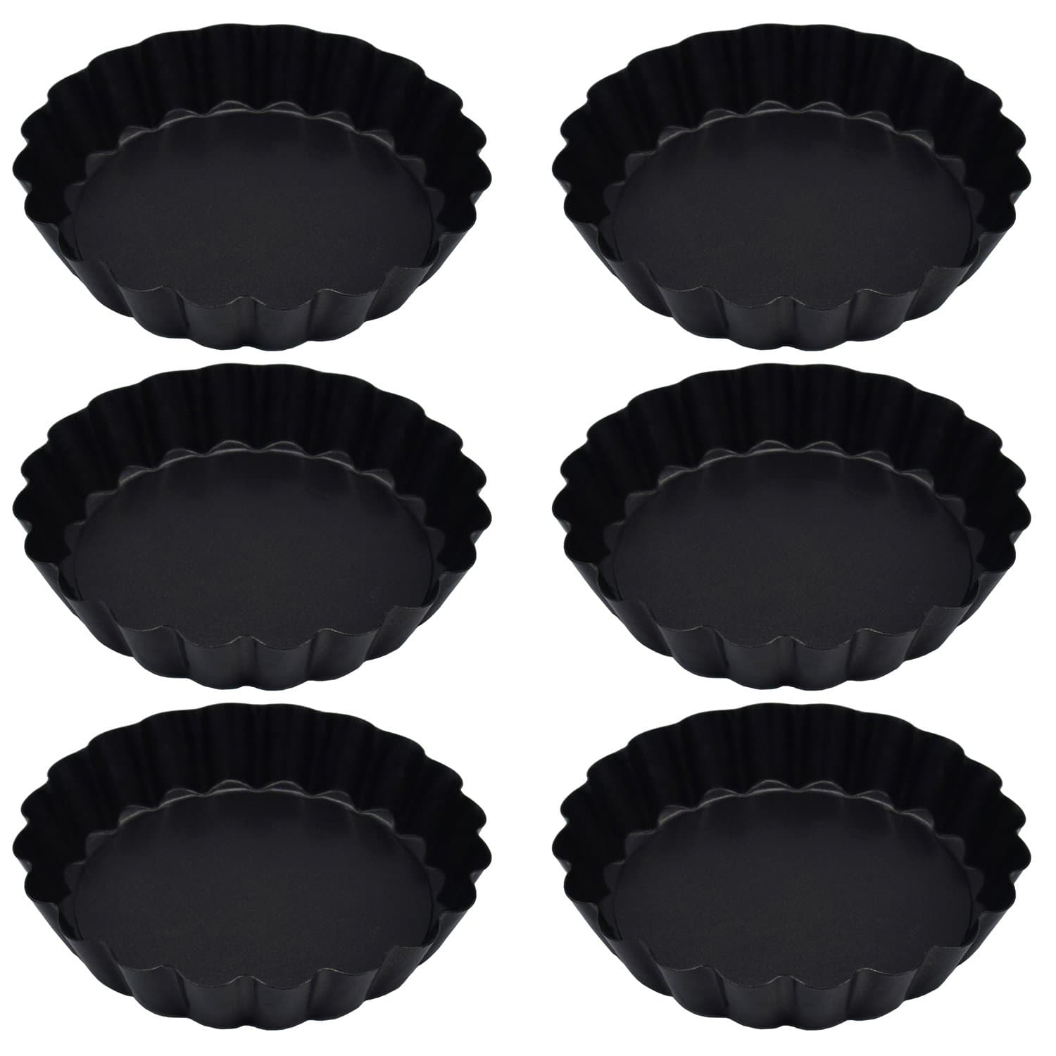 Richohome 4 Inch Quiche Pans Non Stick Removable Loose Bottom Mini Tart Pans, Pie Pan-Pack of 6