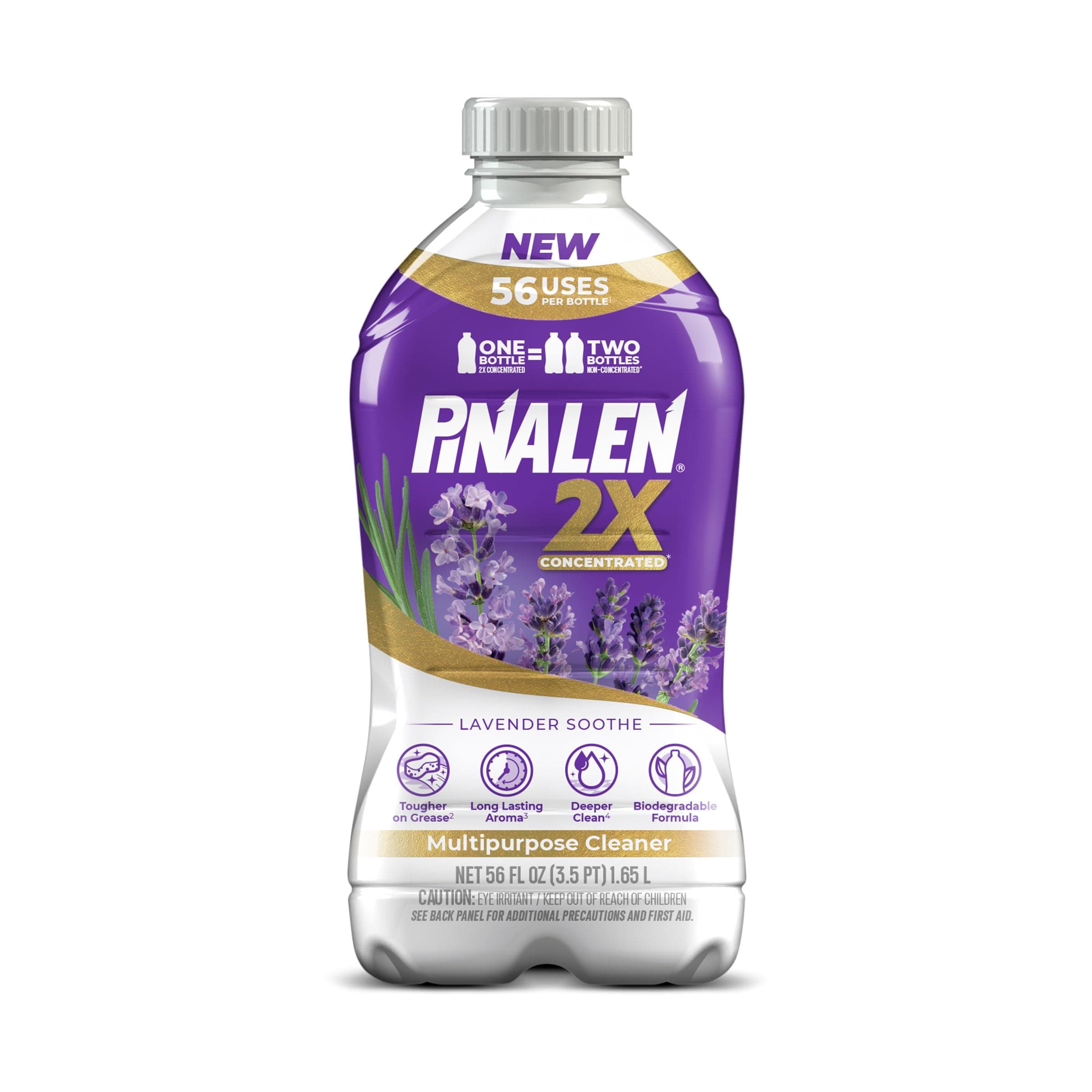 PINALEN 2X Max Aromas Concentrated Multipurpose Cleaner - Lavender Soothe Scent - 56 fl oz - All Purpose Cleaner for Kitchen, Bathroom, Floors & Outdoors