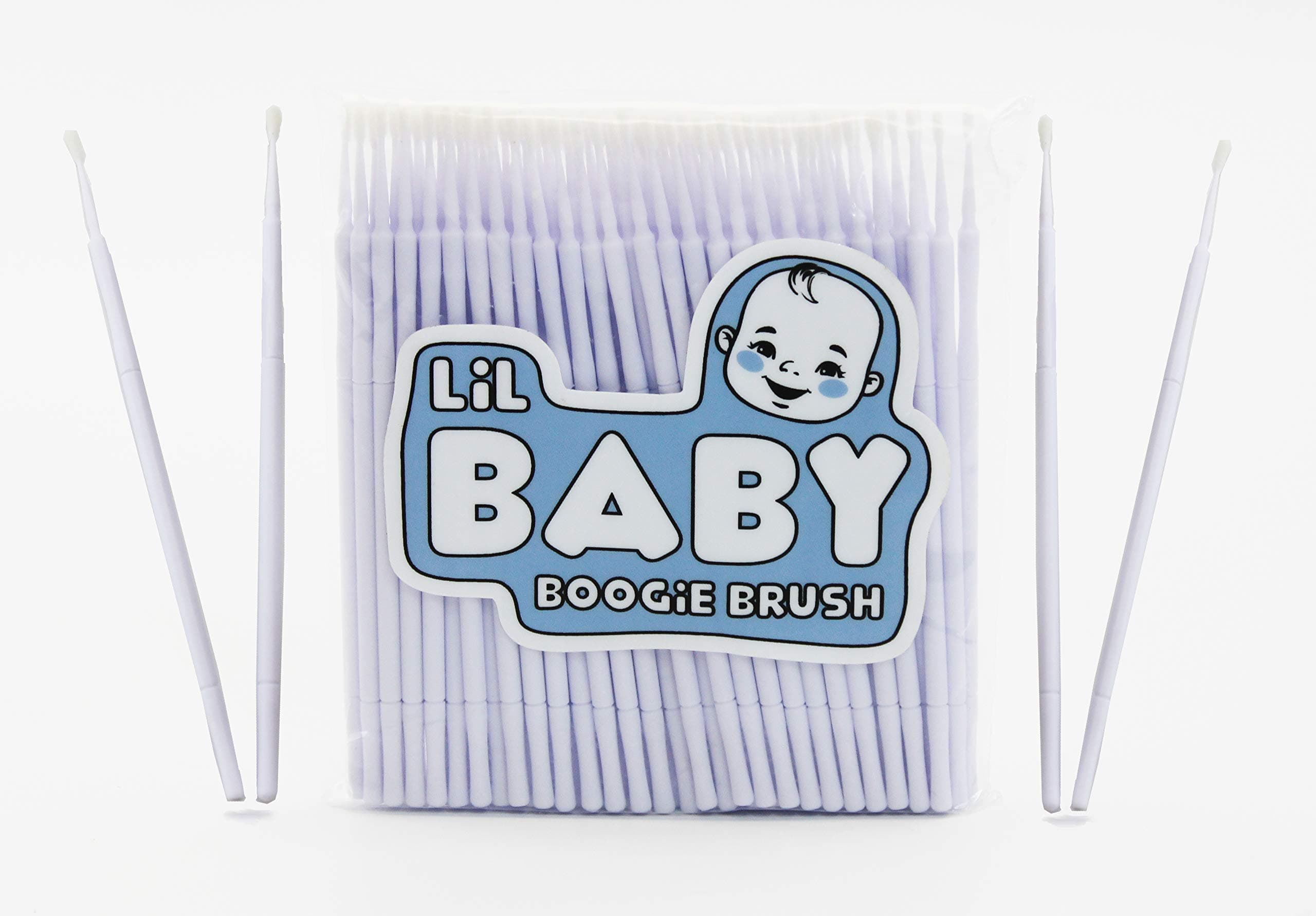Baby Boogie and Eye Gookie Brushes, Felt Tip Mini Brushes Get in Hard to Reach Places and Clean Earwax, Boogies, and Gookies Easily (100 Pack) White or Green