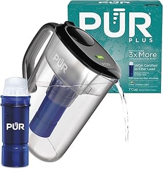 Plus 7-Cup Water Filter Pitcher, Cleaner, Great-Tasting Water, Dishwasher Safe, Powerful, Lead-Reducing Filtration, LockFit Cap Design, Smoke