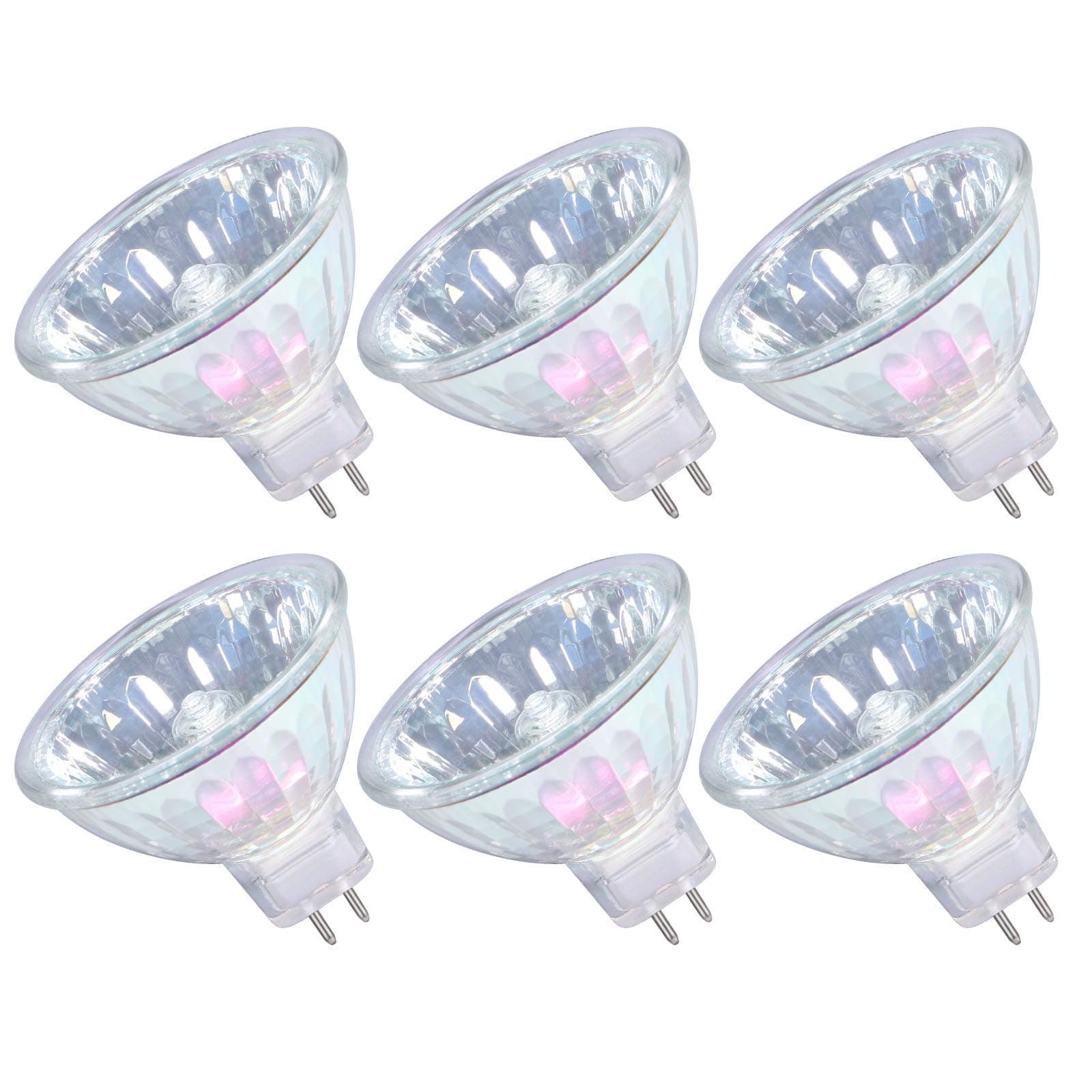 MR16 Halogen Light Bulb 50W 12V GU5.3 Base, 720 Lumens, Dimmable Spot Light for Track Lighting, Recessed, Cabinet and Display Fixtures – 6 Pack