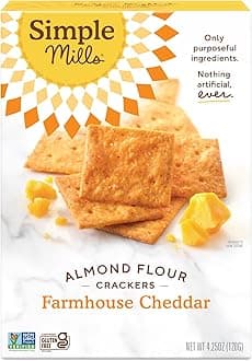Simple Mills Almond Flour Crackers, Farmhouse Cheddar - Gluten Free, Healthy Snacks, Plant Based, 4.25 Ounce (Pack of 1)