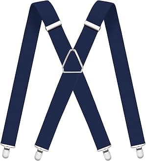 Mens Suspenders Adjustable Braces with 4 Strong Metal Clips Elastic X Back Heavy Duty Suspender for Men and Women