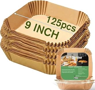 Large Air Fryer Disposable Paper Liners Square 9 Inch, 120Pcs Parchment paper liner for 5-8QT Air fryer, Oil-proof, Water-proof, Parchment Baking Paper for Baking Roasting Microwave