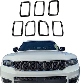 Tocatus Front Grill Mesh Inserts Grille Kit for 2022 2023 2024 Jeep Grand Cherokee, for Jeep Grand Cherokee L 2021 2022 2023 2024, ABS Carbon Fiber 7pcs