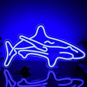ineonlife Shark Led Neon Sign for Bedroom Blue Neon Signs Wall Decorative 17’’x9’’ Acrylic USB Powered Unique Night Light for Boys Gifts Living Room Shop Hotel Bar Party Supplies