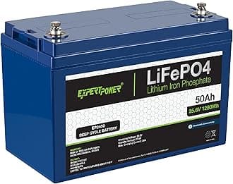 ExpertPower 24V 50Ah Lithium LiFePO4 Deep Cycle Rechargeable Battery | 2500-7000 Life Cycles & 10-Year Lifetime | Built-in BMS | Trolling Motors, RV, Solar, Marine, Overland, Off-Grid
