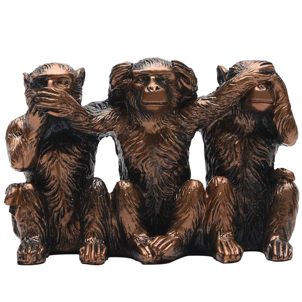 BRASSTAR Three Monkeys Statue See-No Speak-No Hear-No Evil Brown 2.8" Resin Home Office Decoration Gifts PTZD047
