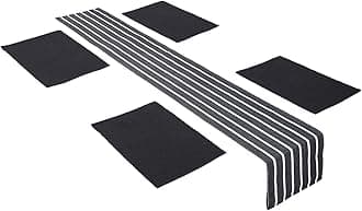 Encasa XO Table Runner and Placemats Set 4 | Fine Ribbed Cotton | Roma Grey | 1 Table Runner Size 32x150 cm & Each Table Mat Size 48x32 cm