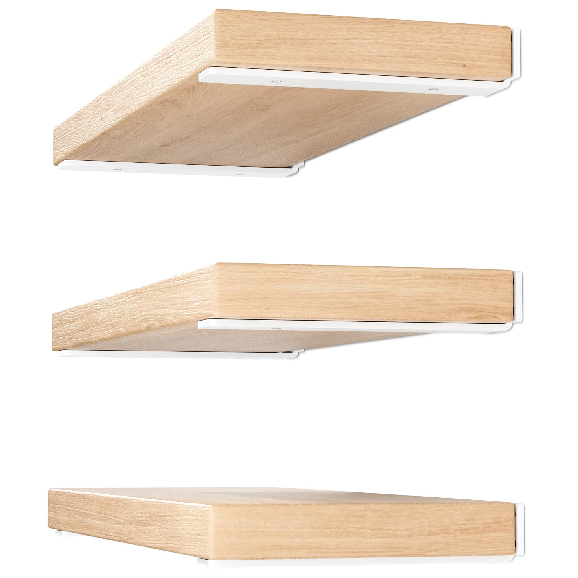 6 Pack Floating Shelf Bracket 10 Inch, Heavy Duty Hidden L Brackets, DIY Rustic Industrial Shelf Brackets with Modern Iron Finish(White)