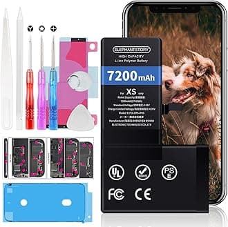 Battery for iPhone Xs: 7200mAh Upgraded Capacity 2024 New 0 Cycle Battery Replacement for iPhone Xs with Complete Repair Tool Kit and Instructions