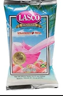 Lasco Soy Food Drink 400 grams, Available in 5 flavors (Vanilla, Strawberry, Chocolate, Almond, Creamy malt) (Strawberry)