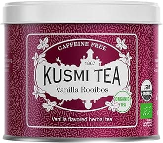 KUSMI TEA Kusumi Tea | Rooibos Vanilla 100g Can (Approximately 40 Cups) | Organic, Caffeine-Free Rooibos